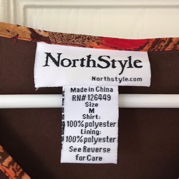 NorthStyle Sheer Blouse with brown lining M EUC - Picture 2 of 3